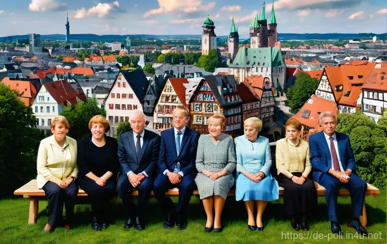 정체성과 정치 - **Prompt:** A diverse group of German individuals, each distinctly unique in appearance, age, and st...