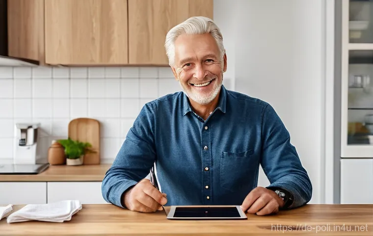 국가 개입과 복지정책 - **Prompt:** A diverse, middle-aged German man in a clean, contemporary apartment kitchen in Germany....