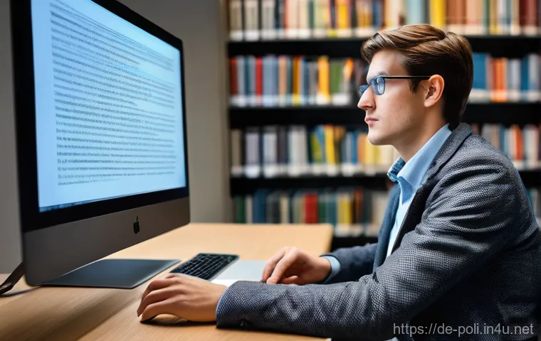 정치사 연구 - **Digital Historian at Work**
A focused young historian, either male or female, in their late 20...