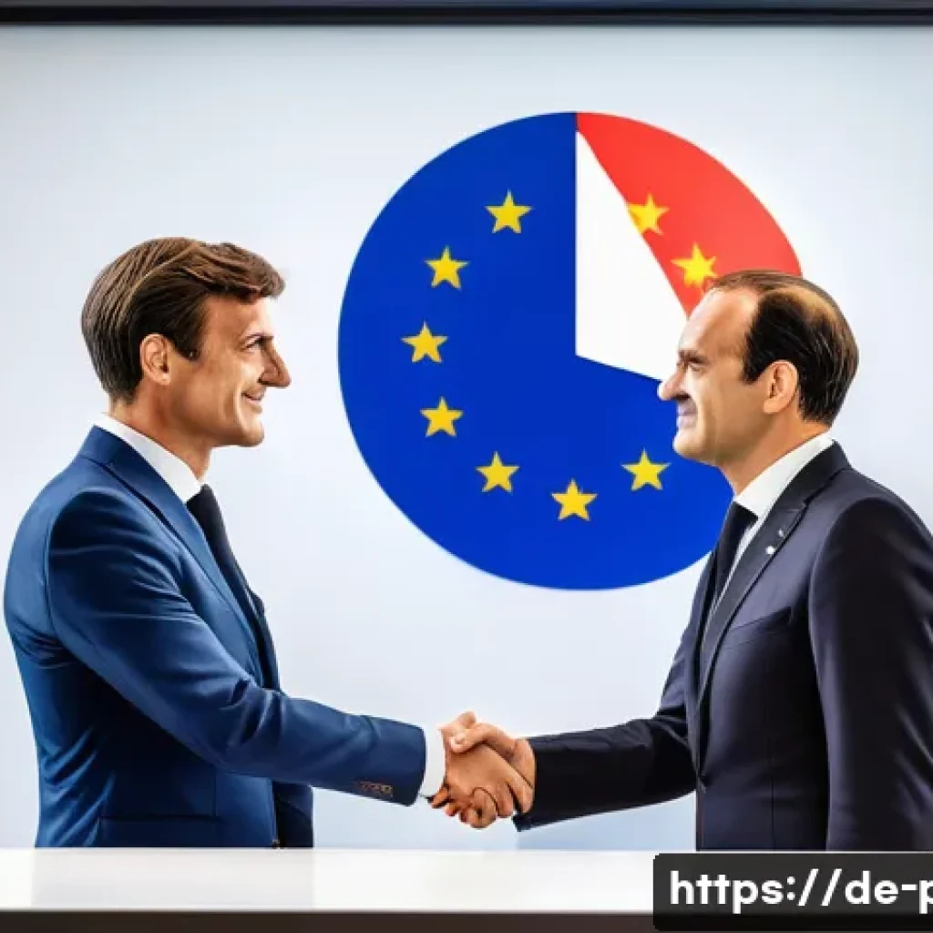 외교정책 분석 - A vibrant and symbolic image capturing the essence of the Franco-German axis as the heart of the Eur...