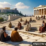 Home 21 민주주의 역사 - A detailed, historically accurate scene of an ancient Athenian assembly in the 5th century BCE, show...