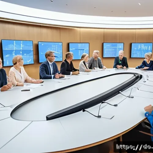 Home 32 정치적 리더십 스타일 - A detailed scene depicting a participative political meeting in a modern Scandinavian city hall, sho...