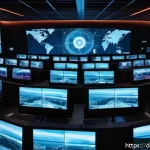 Home 23 국가안보전략 - A highly detailed digital illustration of a futuristic German cyber defense command center, featurin...